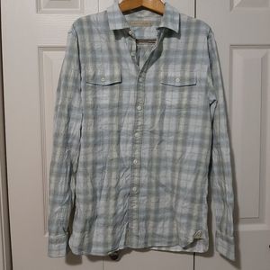 NIFTY GENIUS Flannel Shirt Men's S Long Sleeve Blue Gray Plaid